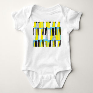Jazzmusik, gelb-blaues geometrisches Muster. Baby Strampler