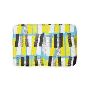 Jazzmusik, gelb-blaues geometrisches Muster. Badematte