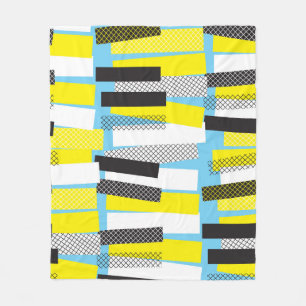 Jazzmusik, gelb-blaues geometrisches Muster. Fleecedecke
