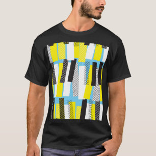 Jazzmusik, gelb-blaues geometrisches Muster. T-Shirt
