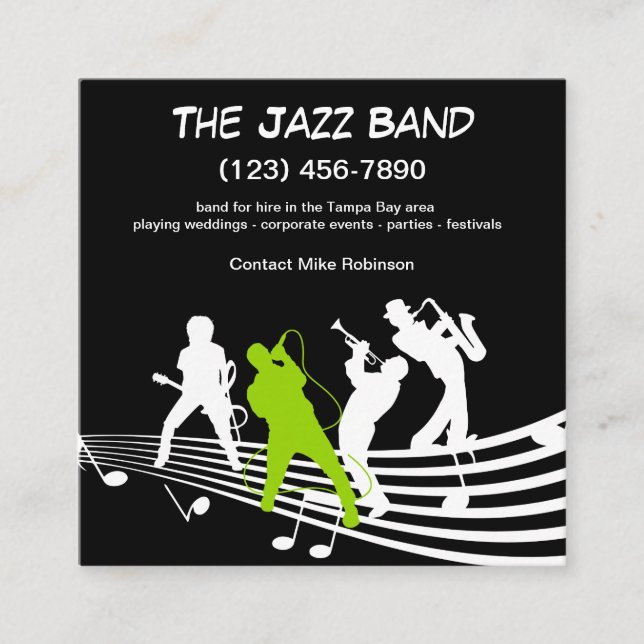 Jazzmusikband Quadratische Visitenkarte (Vorderseite)