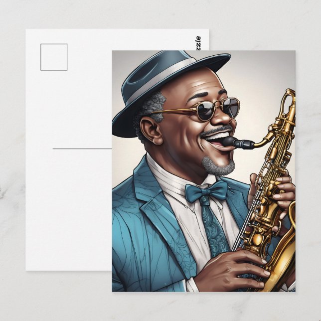 Jazzmusiker Postkarte (Vorne/Hinten)