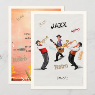 Jazzmusiker Retro-Musik Blues-Party ART-Malerei Einladung