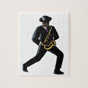 Jazzmusiker spielt Saxophon Scratchboard