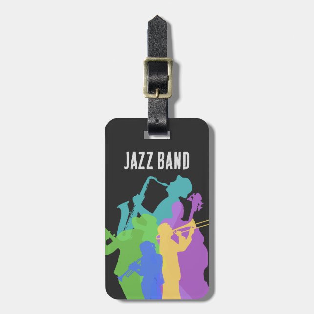 Jazzspieler, Jazzabendfest, Konfitüre, Konzert Gepäckanhänger (Vorderseite vertikal)