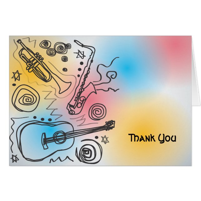 JAZZY Bar Bar Mitzvah Danke-Karte (Vorderseite (Horizontal))
