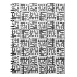 Jazzy Black and White Music Notebook Notizblock