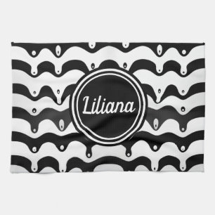 Jazzy Black & White Melting Zebra Streifen Geschirrtuch