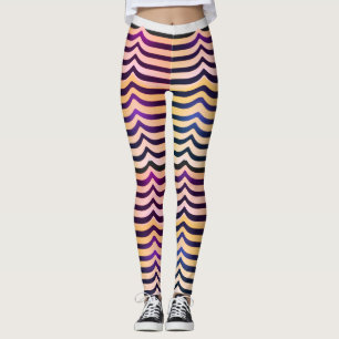 Jazzy Black & White Trippy Op Art Stripey Muster Leggings