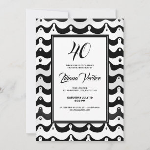 Jazzy Black & White Wavy Zebra Streifen Einladung