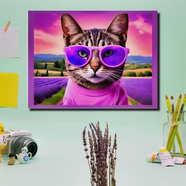 Jazzy cat - - Lavendelfeld Poster (Von Creator hochgeladen)