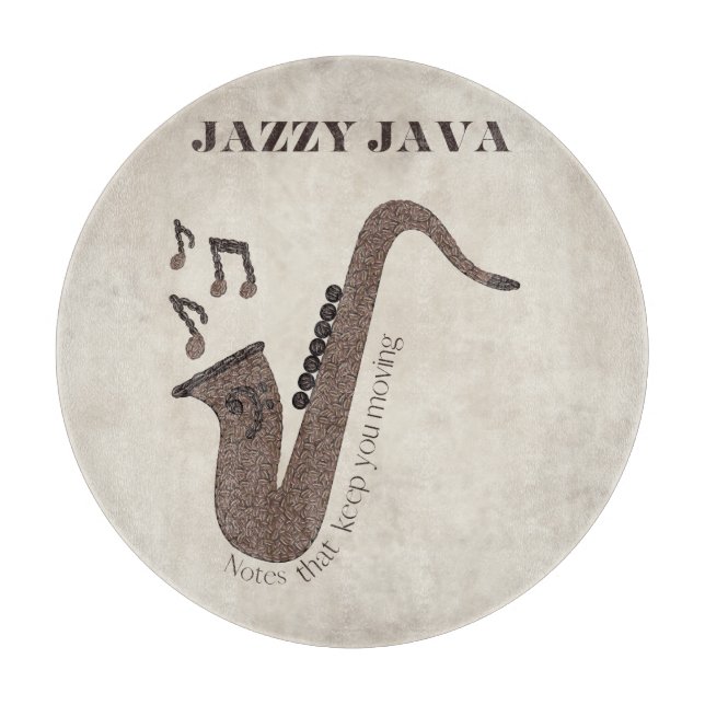 Jazzy Java-Coffee Beans-Saxophon- Schneidebrett (Vorderseite)