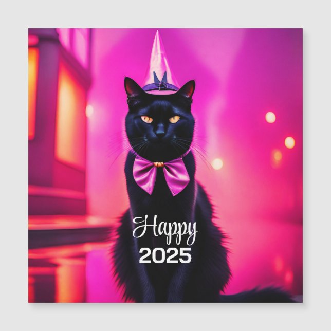 Jazzy Kitty - Happy 2025 Magnetkarte (Vorderseite)