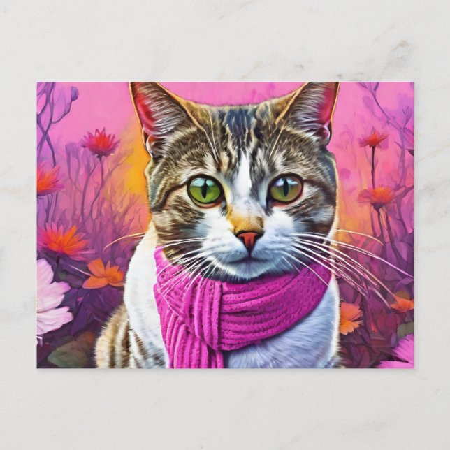 Jazzy Kitty im Frühjahr Postkarte (Vorderseite)