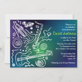 Jazzy Musical Bar Bat Mitzvah Einladung