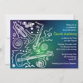 Jazzy Musical Bar Bat Mitzvah Einladung