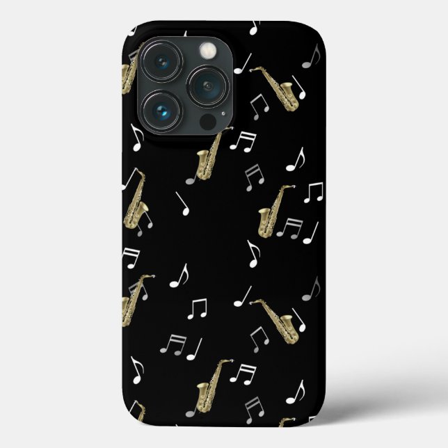 Jazzy Saxophon & Musical Notes Case-Mate iPhone Hülle (Rückseite)