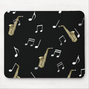 Jazzy Saxophon & Musical Notes Mousepad
