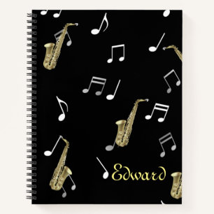 Jazzy Saxophon & Musical Notes Notizbuch