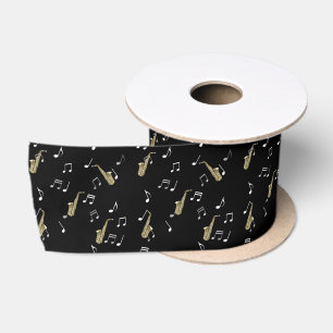 Jazzy Saxophon & Musical Notes  Satinband
