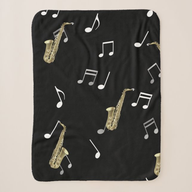 Jazzy Saxophon & Musical Notes  Sherpadecke (Vorderseite)