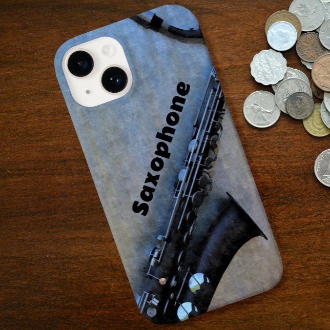 Jazzy Saxy Saxophon individuell anpassbar Case-Mate iPhone 14 Hülle (Von Creator hochgeladen)