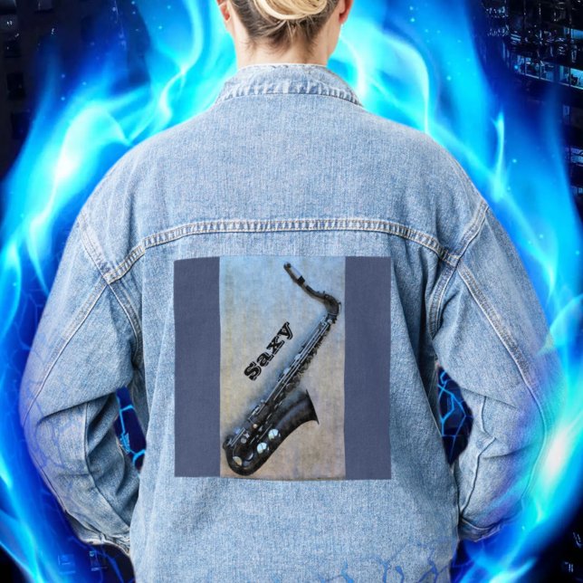 Jazzy Saxy Saxophone Musical Instrument Jeansjacke (Von Creator hochgeladen)