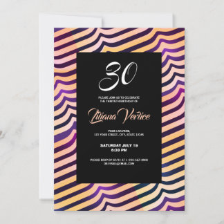 Jazzy Shine Peach Lila Diagonal Stripes Einladung