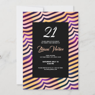 Jazzy Shine Peach Lila Diagonal Stripes Einladung