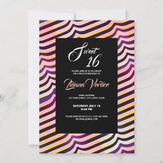 Jazzy Shine Peach Lila Diagonal Stripes Einladung