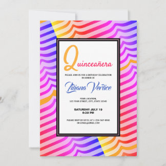 Jazzy Trippy Psychedelic Tropical Stripey Pattern Einladung