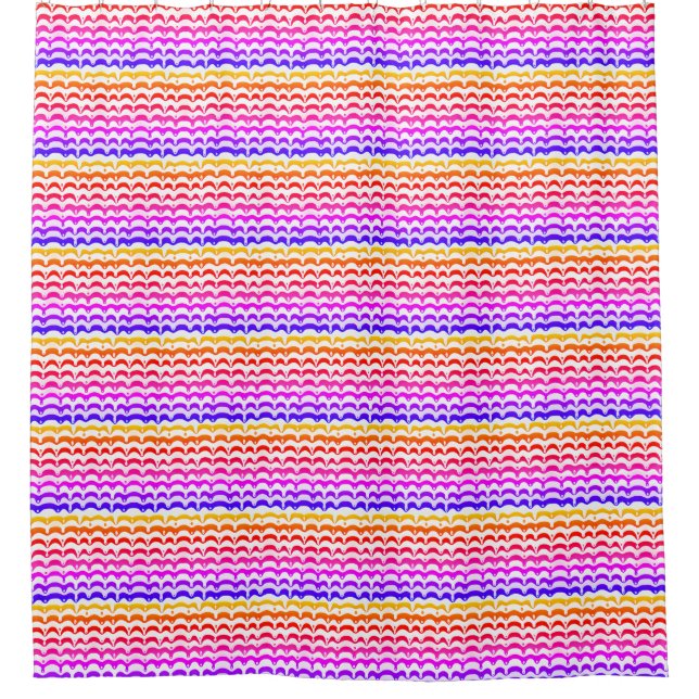 Jazzy Tropical Psychedelic Dripping Stripes Duschvorhang (Vorderseite)