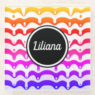 Jazzy Tropical psychedelic Dripping Stripes Glasuntersetzer