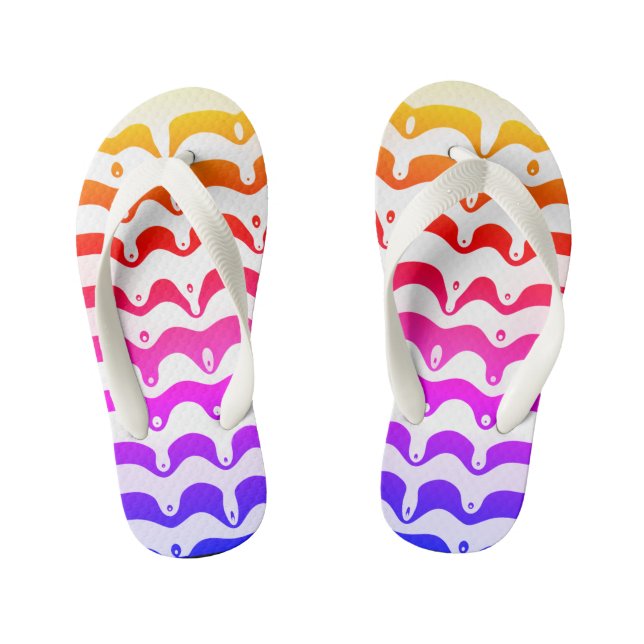 Jazzy Tropical Psychedelic Dripping Stripes Kinderbadesandalen (Fußbett)