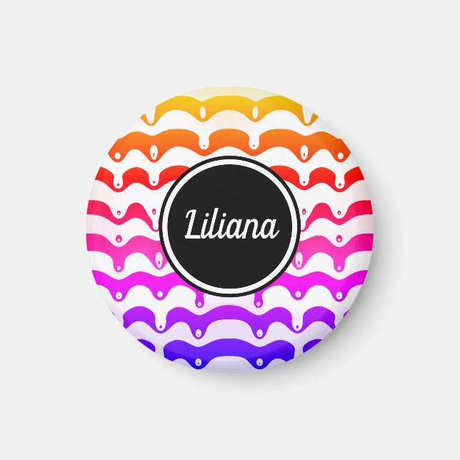 Jazzy Tropical psychedelic Dripping Stripes Magnet (Vorne)