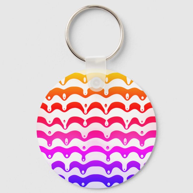 Jazzy Tropical Psychedelic Dripping Stripes Schlüsselanhänger (Vorderseite)