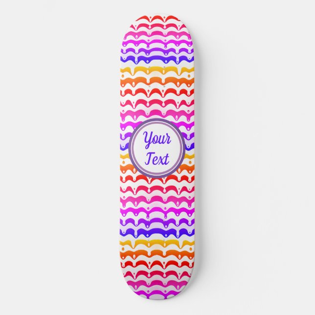 Jazzy Tropical Psychedelic Dripping Stripes Skateboard (Vorderseite)