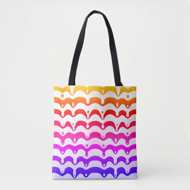 Jazzy Tropical Psychedelic Dripping Stripes Tasche (Vorderseite)