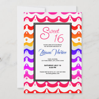 Jazzy Tropical Psychedelic Wavy Stripes Einladung