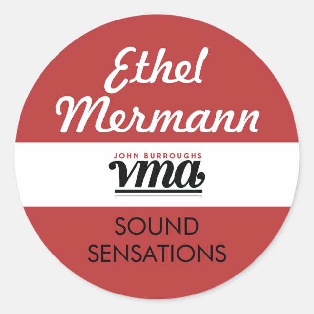 JBHS VMA Roter Hintergrund mit weißem Skript Runder Aufkleber (Vorderseite)