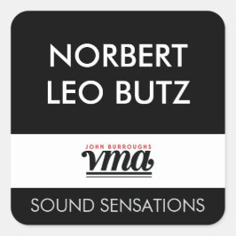 JBHS VMA Schwarzer Hintergrund mit weißem ALL CAPS Quadratischer Aufkleber