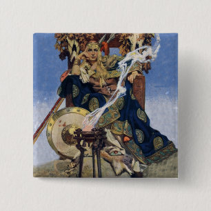 JC Leyendecker Königin Maeve keltische Kriegerin Button