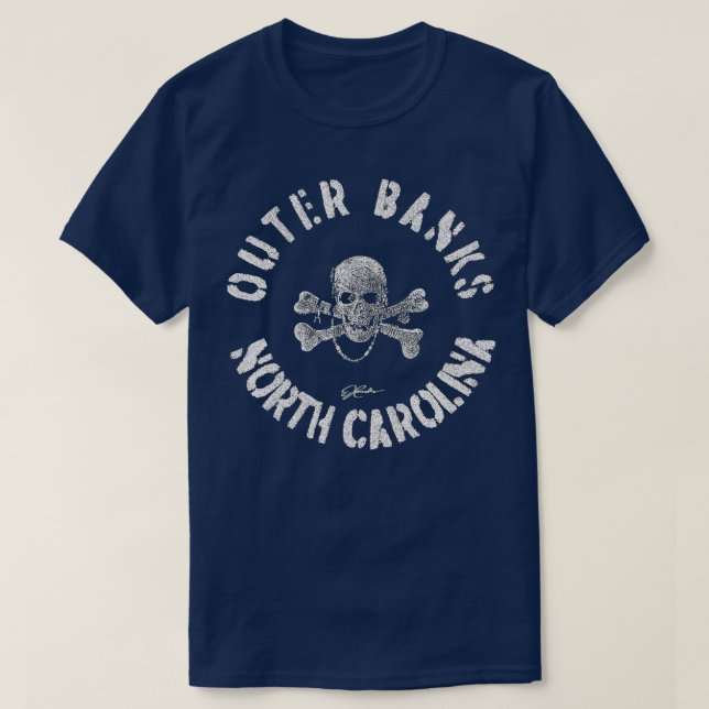 JCombs Außenbanks NC Pirate Skull Crossbones  T-Shirt (Design vorne)