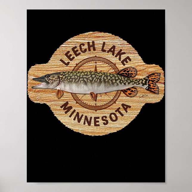 JCombs Leech Lake Minnesota Northern Pike Fishing Poster (Vorne)