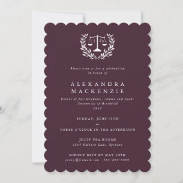 JD Law Scales Laurel Wreath Abschluss in Burgundy Einladung