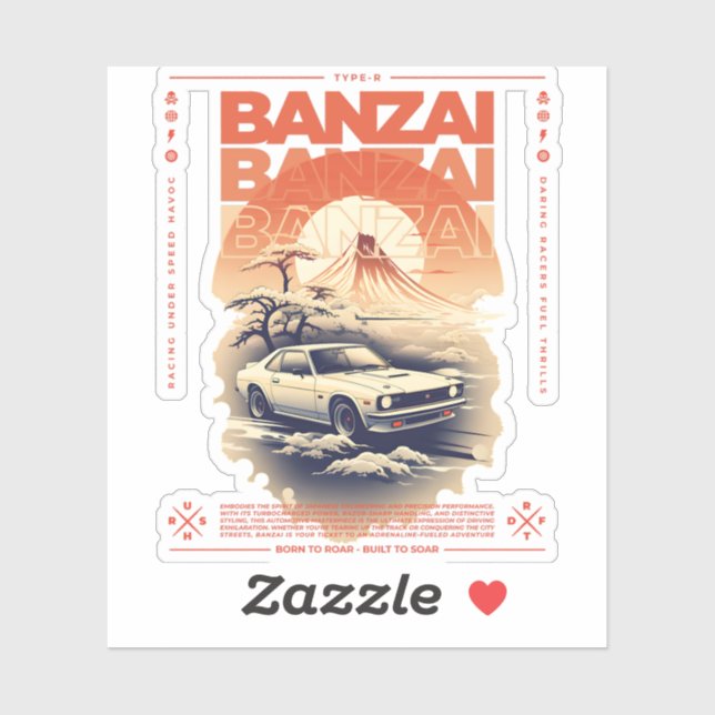 JDM Auto in japanischer Landschaft. Aufkleber (Blatt)