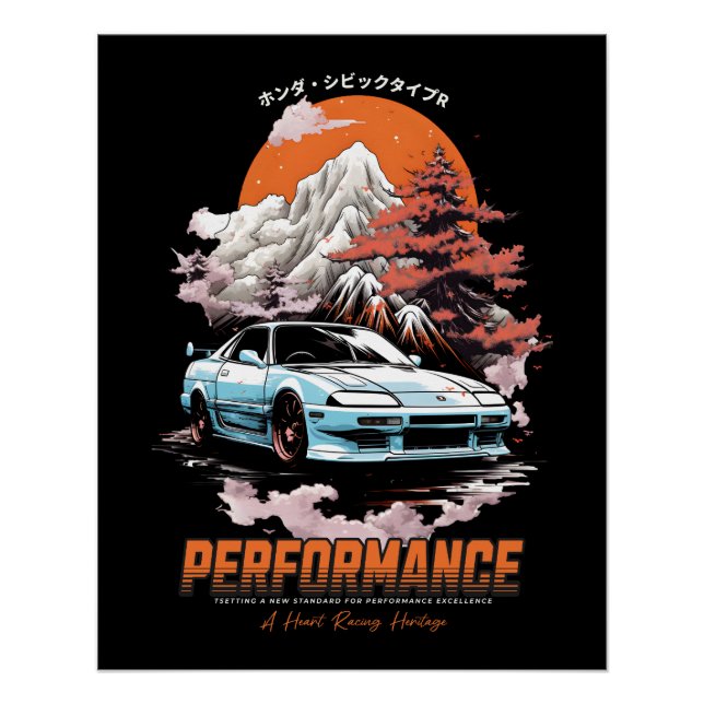 JDM Auto in japanischer Landschaft. Poster (Vorderseite)