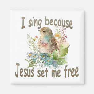 Je chante Carré Christian Magnet Fleurs d'oiseaux