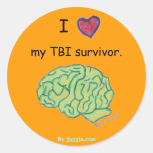 "Je [coeur] autocollant de mon survivant de TBI"