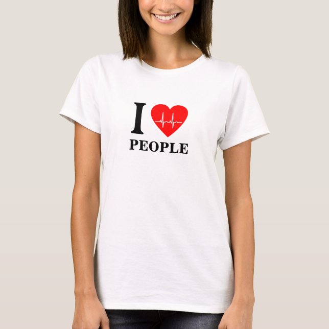 Je coeur ekg J'aime les gens T-shirt (Devant)